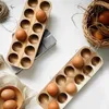 Opslagflessen potten keukencontainers acacia houten dubbele rij eierdoos huishoudelijke koelkast rek accessoires container 220930