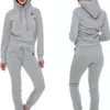 Nya kvinnliga spårningsdräkter Solid Color Hooded Sweatshirt and Pants Set Sweatsuit Designer Logo Print Hoodies Fashion Two Piece Outfits Female Sportwear Jogging Suit