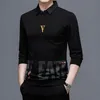 メンズセーターのトップグレードフェイク2ファッションデザイナーブランド襟付きニットプルオーバーセータートレンディカジュアルブラックカラリーオートジャンパー男性220930
