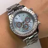 Luxo ap diamante gelado mosonite pode passar no teste masculino relógio de pulso completo à prova dwaterproof água caso qualidade superior luminosa 40mm 904l