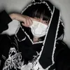 Moletons femininos moletons y2k harajuku gótico grunge de coelho mecânico orelhas com capuz preto mulheres outono punk streetwear de moda 220930