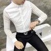 Men's Casual Shirts Mens Black White Lace Hollow Patchwork Shirt Long Sleeve Luxury Party Promshirt Petticoat Nightclub Dress Tuxedo 220930