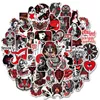 50PCS red Gothic Stickers for Water Bottle Black White Skull Waterproof Vinyl Stickers Perfect Laptop Phone Car Skateboard