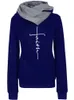 Kvinnors hoodies tröjor Autumn Winter Women Faith broderad tröja Långärmad tröjor Jul Casual Warm Hooded Tops 220930