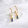 Boucles d'oreilles créoles Mafisar Fine carré couleur Zircon balancent plaqué or boucle d'oreille pour les femmes 2022 à la mode fête de mariage bijoux cadeaux