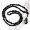 H￤nge halsband gl￤nsande svart onyx natursten p￤rlstoppade halsbandsbracelet m￤n 108 japamala pandent b￶n halsband handgjorda kvinnor