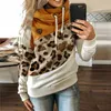 Bluzy damskie bluzy bluzy lampartowe bluza jesienna zima golf długie rękaw do sznurka sznurka z kapturem pullover streetwear 220930