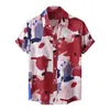 Camisas casuales para hombres T Shirt Homme Hombres sueltos Estilo hawaiano Playa Manga corta Top Verano Impreso Vacaciones Camisa Camiset