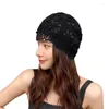 Bandanas Hat Women's Hand-Woven Lace Cutout Breathable Four-Season All-Matching Elegant Cotton Thread Toque Knitted