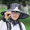 Bandanas Hoge kwaliteit Outdoor Visserijhoed brede man Ademende gaas Cap Beach Hoeden Camouflage Zon UV Bescherming Shade met ventilator