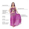 Stage Wear BQ073 Belly Dance Practice Training Clothes Women Sexy Sequins Top Long Skirt Waist Chain Head Scarf Latin Dancing Dress