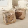 Papel de regalo 50 piezas boda rústico Kraft corteza dulces cajas con arpillera Chic cordel caja de Favor