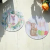 Cartes de voeux de forme ronde personnalisées de vente de panneaux de vente de murs personnalisés imprimer la porte de la fête de Pâques décoration de suspension