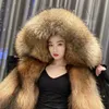 Faux Fur New Winter Women Coat Lose Średnia Kurtka z kapturem grube ciepłe panieńskie płaszcze wewnętrzne wkładki Casual Paras Overcoats Y2209