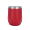 Vasos de vino con recubrimiento en polvo de 12 oz Vaso de huevo de 21 colores Tazas de café de doble pared de acero inoxidable con aislamiento al vacío con línea plateada y tapa Express