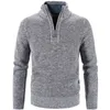 Pulls pour hommes hiver polaire pull plus épais demi fermeture éclair col roulé pull chaud qualité mâle mince laine tricotée pour le printemps 220930