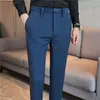 Trajes para hombres Otoño Alto Elástico Drapeado Hombres Pantalones formales Simple Slim Fit Business Casual Oficina Traje Pantalones Hombre Ropa 2022 All Match