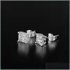 Stud Stud Eternal 925 Sterling Sier Orecchini Classic Square 6Mm Natural Gemstone Wedding Per le donne Gioielli Ten Colorsstud Dro Bdesybag Dhmic