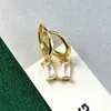 Dingle örhängen färgglada cz dropphänge hoop lob örhänge för kvinnor koreanska guld färgkvadrater kristall öronspärr piercing smycken kce198