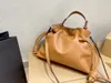 New Women's Drawstring Bucket Bag Fashion Lazy Leisure Versatile Straddle Handbag