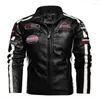 Herenjacks pu lederen jas heren motorfiets fashion biker borduurjacht jassen jassen