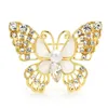 Brosches Wulibaby Rhinestone Butterfly Pins For Women Unisex Pearl Classic Insects Office Party Brosch Gifts