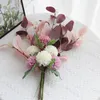 Dekorativa blommor miljövänliga 1 bukett special evigt falska blommor faux siden konstgjord färgglad för bruden