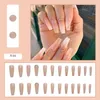 False Nails 24pcs Nude Gradient Nail Patch Rhinestone Inlaid Press On Removable Long Paragraph Fashion Manicure Tips