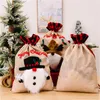 Santa Sacks Weihnachtsstrumpf mit Kordelzug, wiederverwendbare Leckerlibeutel, Weihnachtsmann-Elch-Schneemann-Designs, Party-Dekoration RRB15958