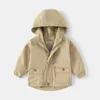 Tench Coats Spring Autumnjacket for Baby Boys Simple British على الطراز البريطاني مقنع الأطفال ملابس الملابس من 3-8 سنوات