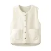 Women's Vests Women Waistcoats Pocket Plus Size Spring Autumn Retro Harajuku Slim Elegant Sleeveless Jackets Button Trendy Outwear Y2209