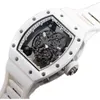 Relógio Mecânico Masculino de Luxo Richa Milles Minority Ceramic Feminino Branco Safira Oco Automático Rm055 Relógios Movimento Suíço ROHI