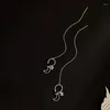 Backs Earrings Single Long Ear Line Clip Tassel For Women 925 Silver Moon Crystal Pendant Cuff Fine Jewelry