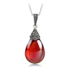 Pendentifs SA SILVERAGE bijoux 925 argent pendentif gouttelettes d'eau grenade rouge mode Vintage collier enfants vente