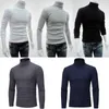 Maglioni da uomo T-shirt a collo alto autunnali da uomo Pullover tinta unita a doppio colletto Camicetta a maniche lunghe slim fit Top casual invernali