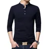 Suéteres para hombres BROWON Marca Otoño Casual Mens T Shirts Moda Vendido Color Mandarin Collar Manga larga Camiseta de lujo Plus Tamaño M-5XL 220930