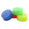 Op voorraad 60 mm 3 -delige kleurrijke plastic kruidmolen voor roken van tabakslijsten met groen rood blauw helder DHL -schip