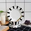 Assiettes Nordic Black-and-white Hepburn Vintage Petit Déjeuner Assiette En Céramique Striped Wave Dot Vaisselle Dîner Plat