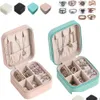 Jewelry Boxes Rose Mint Blue Mini Jewelry Box For Earrings Portable Necklace Storage Gift Boxes Women Travel Girls Holder C Mjfashion Dhsaq