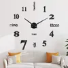 Horloges murales grandes horloge moderne pour vide facile à assembler une taille réglable diy bricolage 3d miroir autocollant décor de salon