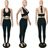 Dames tweedelige broek groothandel artikelen sexy set dames zomer bandage halter crop top en skinny party club rave outfits voor