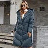 Piumino da donna GASMAN Giacca invernale da donna Cappotti lunghi con cappuccio donna moda parka caldo marca piumini femminili di alta qualità M206 220930