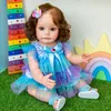 Dolls NPK 55CM Full Body Silikon Reborn Toddler Girl Princess Sue-Sue Ręcznie szczegółowy obraz Korzenie brązowy wodoodporna zabawka 220930