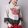 Ropa étnica 2022 Mujeres tradicionales chinas Hanfu Top Tang Traje Blusa Camisas de lino antiguas