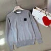 Play Womens Red Peach Heart Sweater Chaqueta de punto de lana para mujer para hombre Bordado suelto Pareja de punto Suéteres de punto de gran tamaño e8MS #