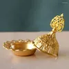 Fragrance Lamps Small Incense Burner Metal Arab Style Censer Holder For Home Bedroom Living Room Yoga Use Hollow Golden Tower Censers