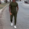 New Men define o traje casual de verão masculino fitness sólido ateme esportivo de traje pólo de duas peças