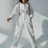 Meninas femininas fleeces alinhados com moletonete de macacão Mulheres elegantes roupas de zíper de manga longa de manga longa Rompers de roupas esportivas de inverno