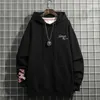 Женские толстовка толстовок бабочки вишневые цветы вышивка Harajuku Streetwear Black Jacket