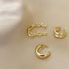 Pendientes de espalda 3pcs clips de oreja punk puños de moda coreana cartílago falso para hombres para adolescentes joyas de joyas 2022 regalos
